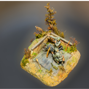 Diorama Militare - Scena di guerra con postazione mitragliatrice